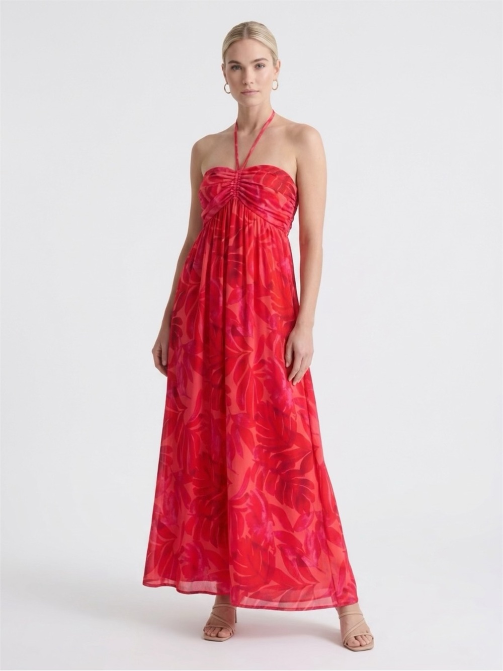 Vici Red Floral Print Maxi Dress with Spaghetti Straps